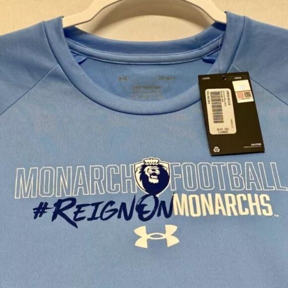 Under Armour Monarch Football Large Old Dominion ODU Carolina Blue Tech Tee NWT - Picture 13 of 14